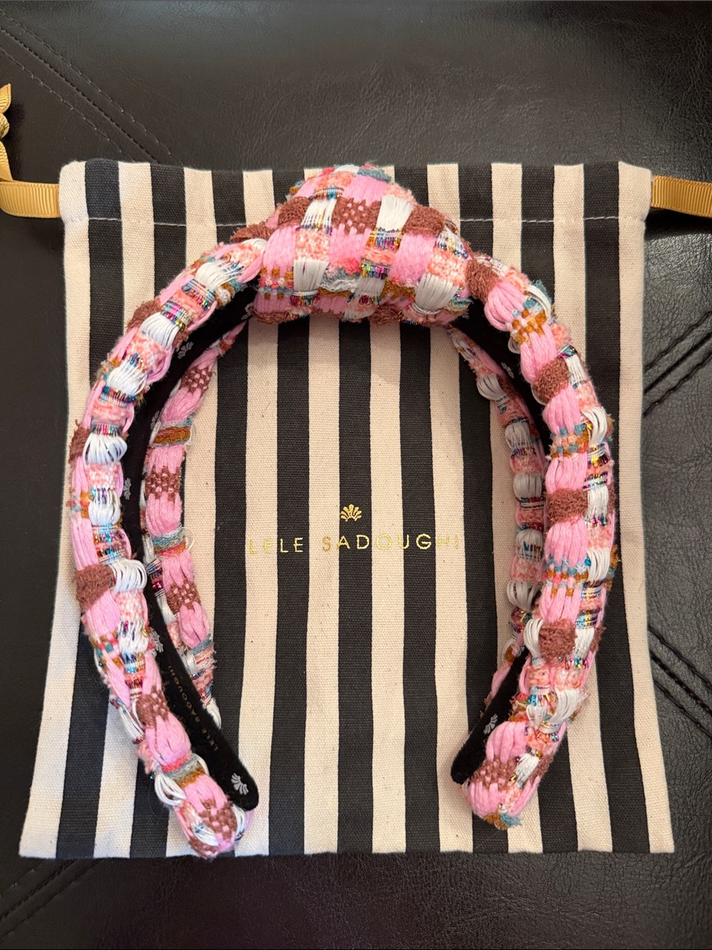 Lele Sadoughi Pink Braided Kids Headband
